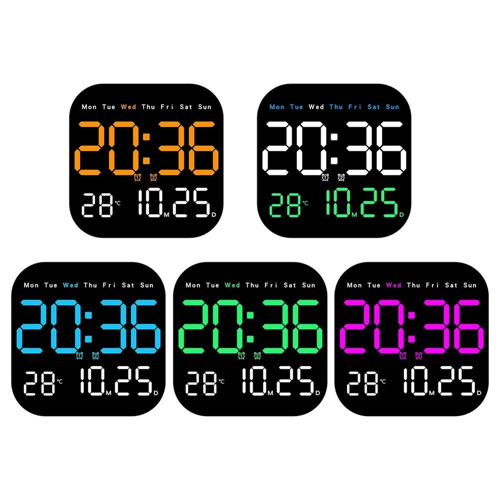 LED Wall Clock With Remote Control Display Temperature Room Desktop Clock