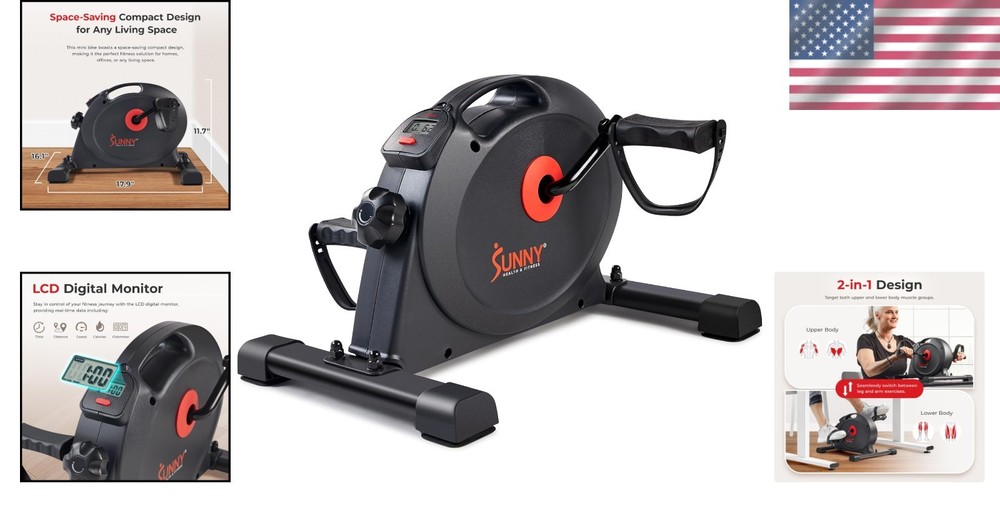 Smart Under-Desk Bike Exerciser for Arm & Leg Mobility - Black, Compact Design