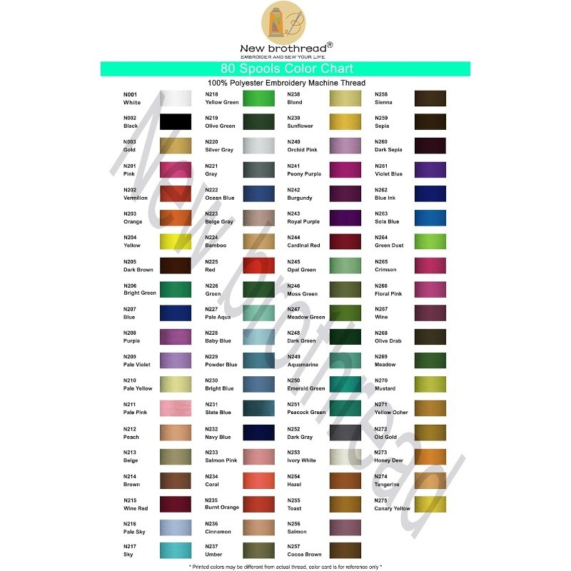 Spools Polyester Embroidery Machine Thread Kit Each Spool - Colors Compatible