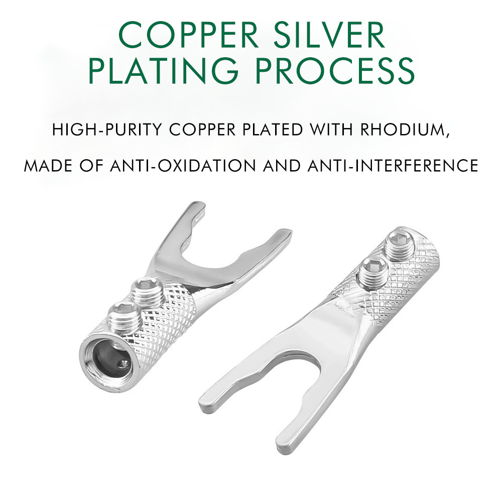 Y Spade Connector plug Silver Plated Fork connectors plug speaker cable jack
