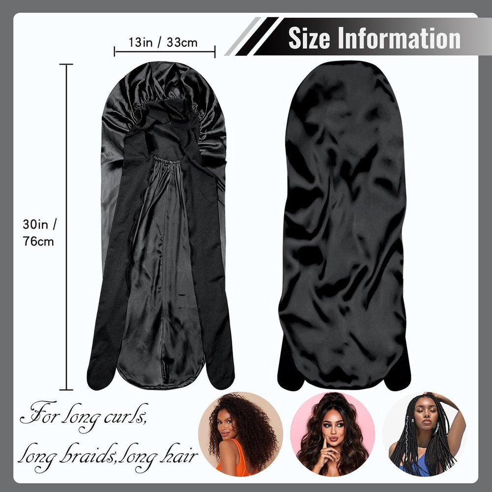 BONNET QUEEN Braid Bonnet Foldable Extra Long Bonnet for Braids Silk Bonnet Sati