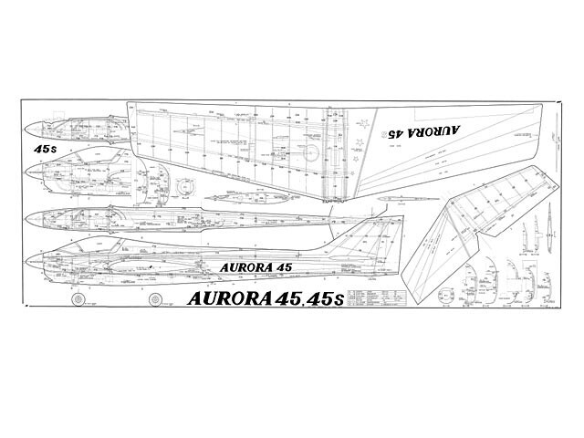 Aurora 45 Pattern Plane 62" Wingspan RC Model Airplane Printed Plans & Templates