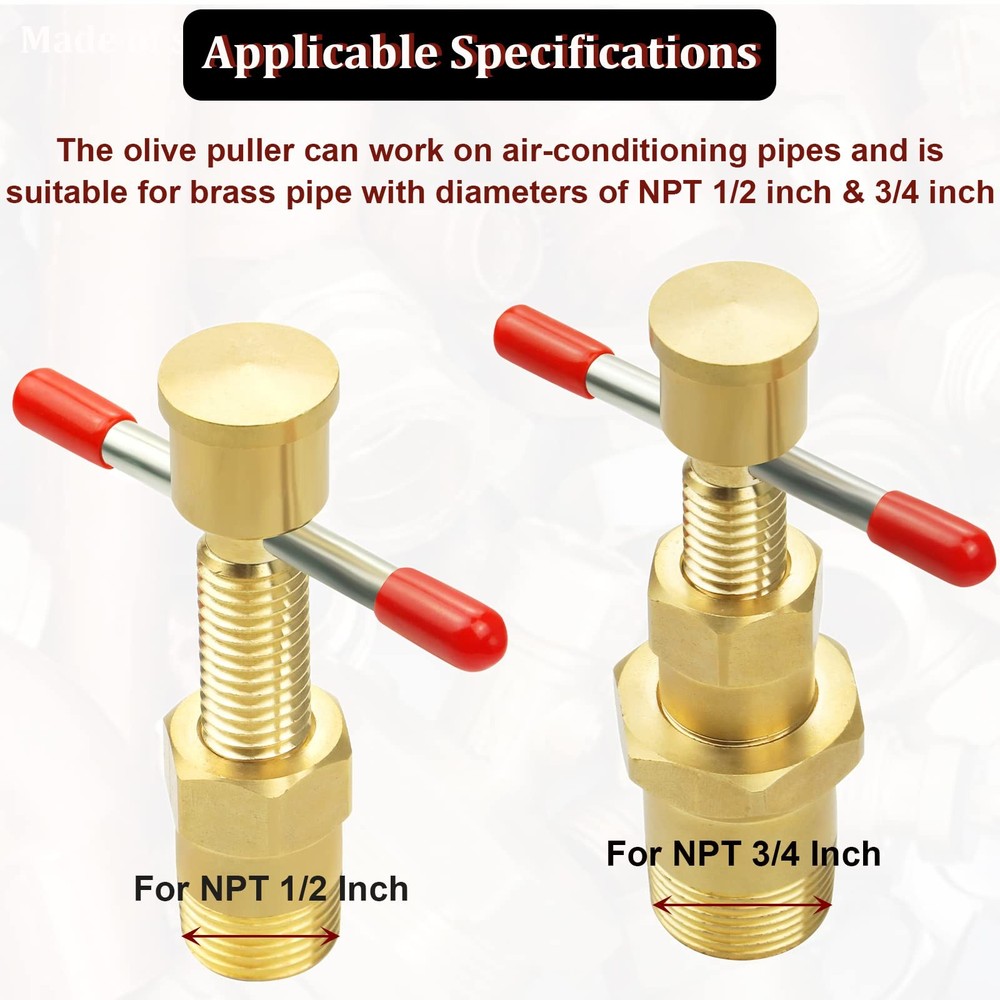 Bolaxin Olive Puller Brass Pipe Tool Fitting Thread Remover 1/2'' &...