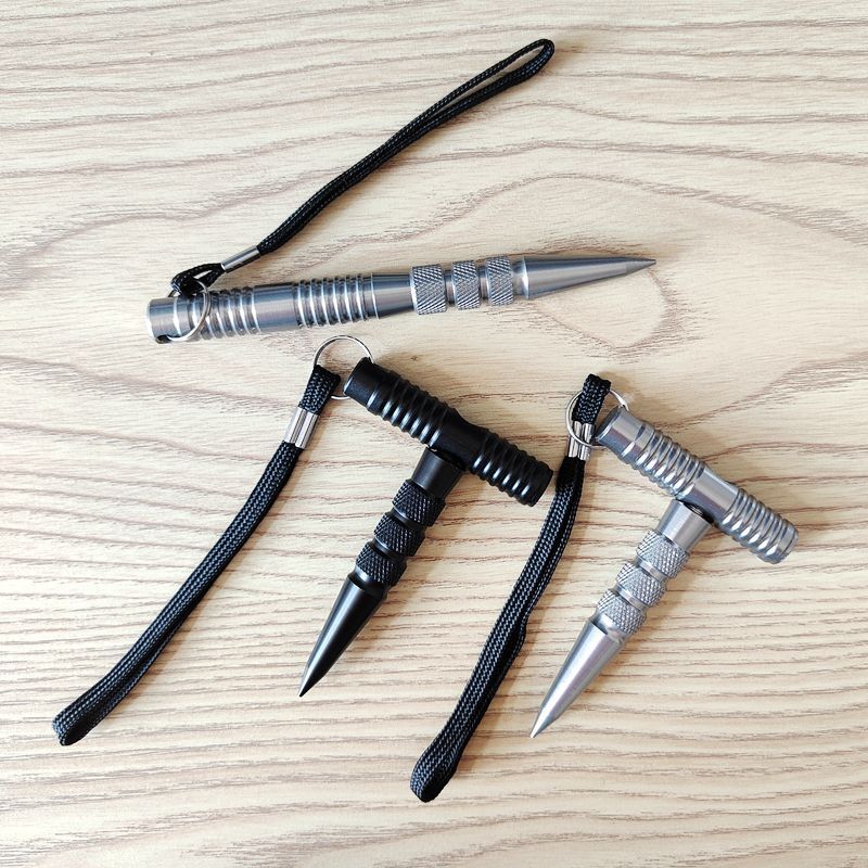 Grey Black T-Type Pen Dual-Use Tactical Pen Window Broken Survival EDC Tools