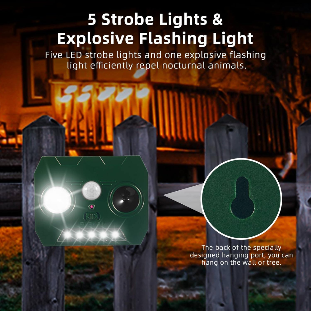 2PACK Ultrasonic Animal Repeller Solar Power Pest Mole Gopher cat pest Sensor