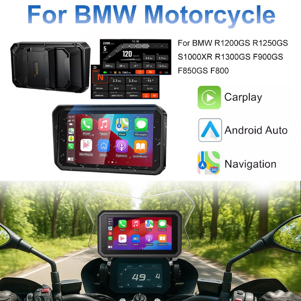 6" BMW Motorcycle CarPlay Data Reading, Light Sensor, Music Sharing, Intercom