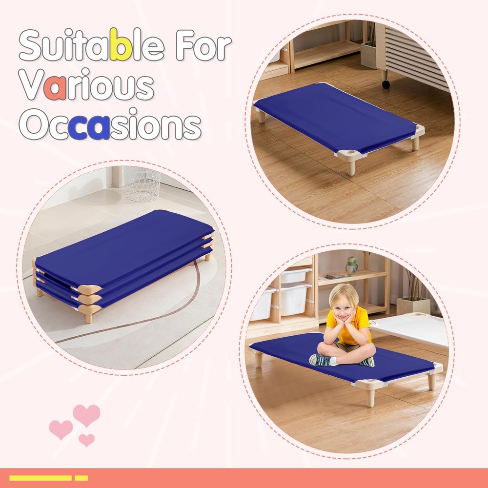 10 Pcs Cot Sheets for Daycare, 23 x 51, Blue Microfiber with Corner Elastic