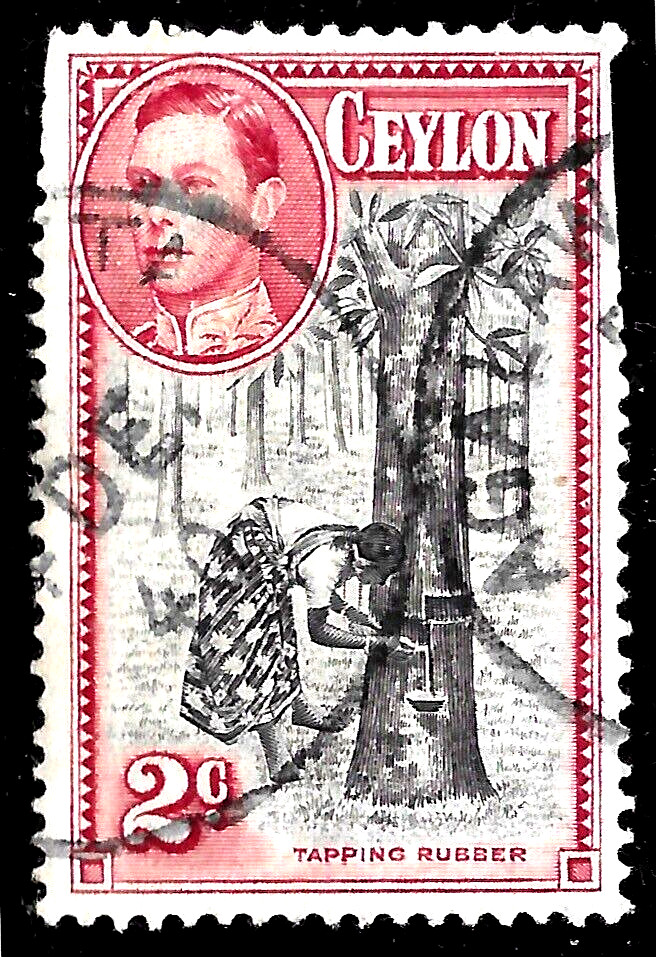 1938 Ceylon Sc#278b USED 1940 TUPPING RUBBER TREE