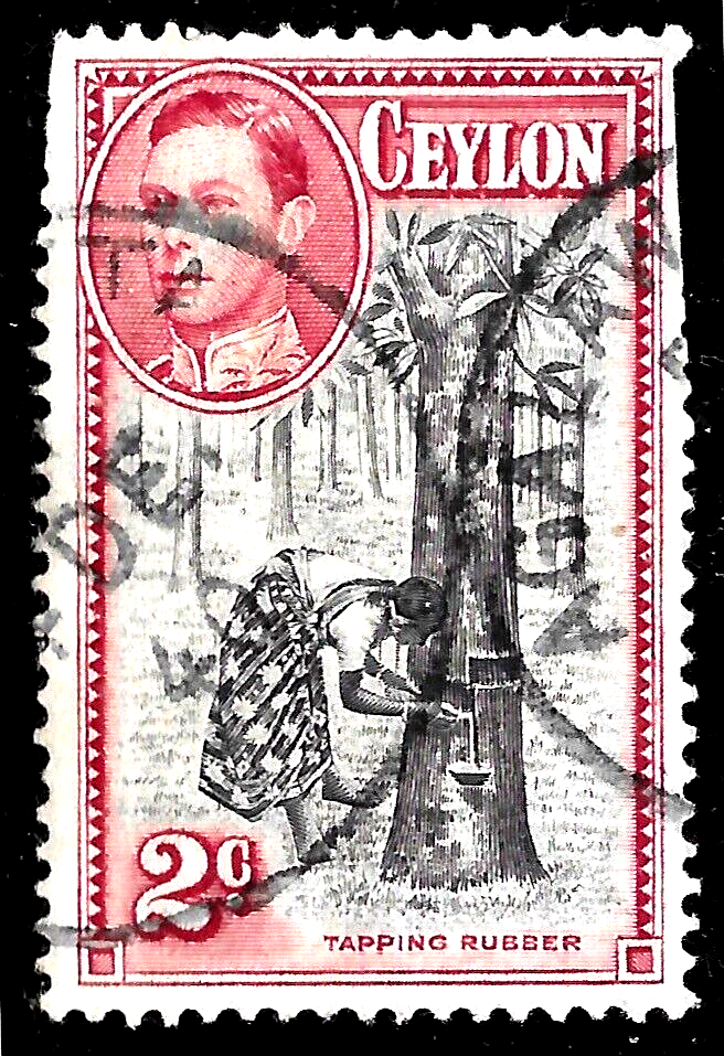 1938 Ceylon Sc#278b USED 1940 TUPPING RUBBER TREE