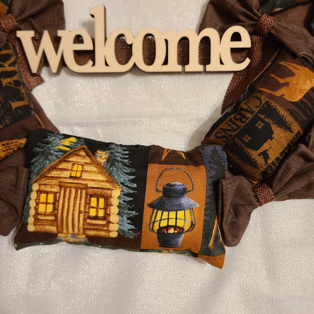 Rustic Camping Wreath 1'X1' Handmade onto a Wire Frame