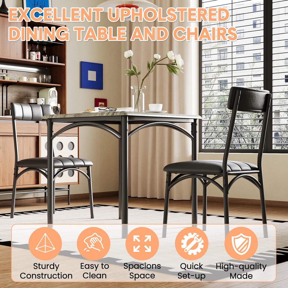 🔥Dining Table Set for 2 3-Piece Kitchen Table and Upholstered Chairs Apartment