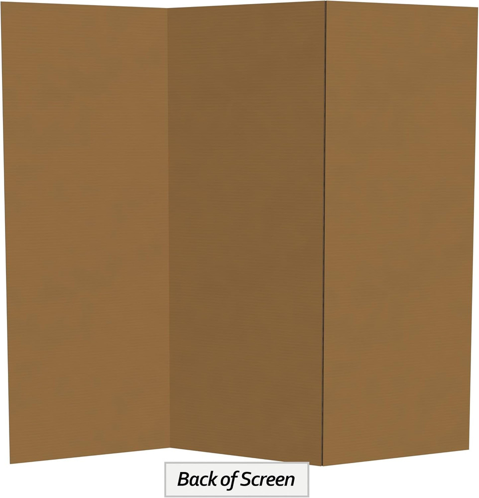 4 Ft. Short White Temporary Cardboard Folding Screen - 3 Panels