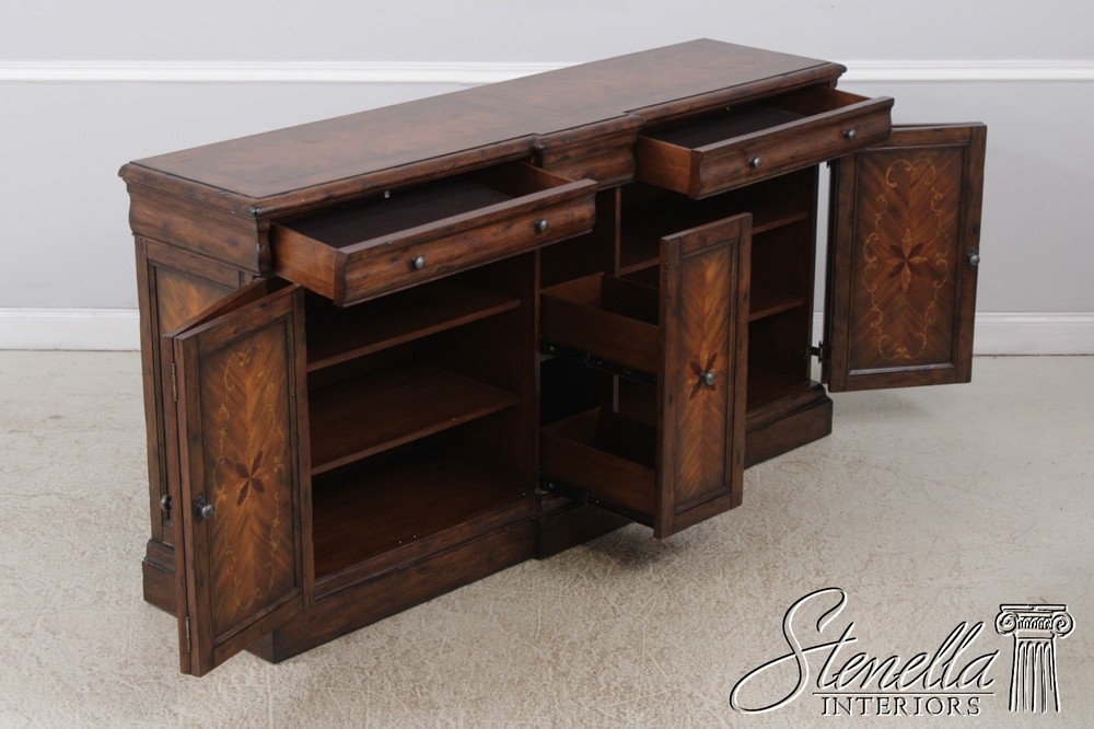 L72635: Continental Style Inlaid Front Distressed Sideboard Console