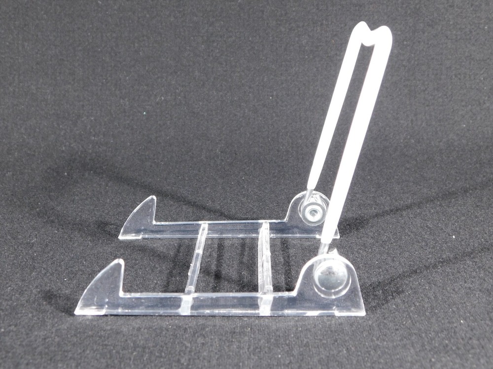 Easel Display Stand Small Size ADJUSTABLE White Back Clear Base