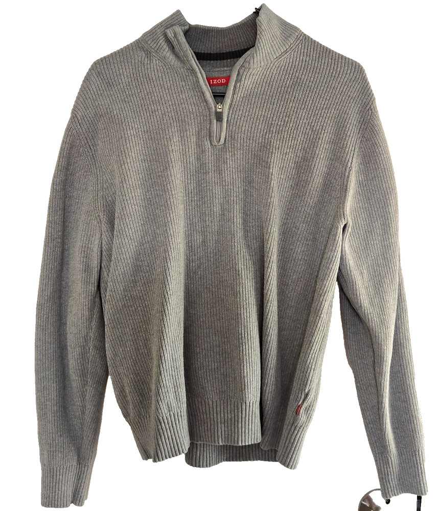 IZOD Sweater Knit Men Gray Size Medium M