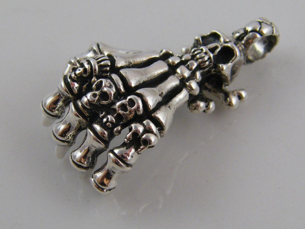 STERLING 925 SILVER SKELTON HAND CHARM