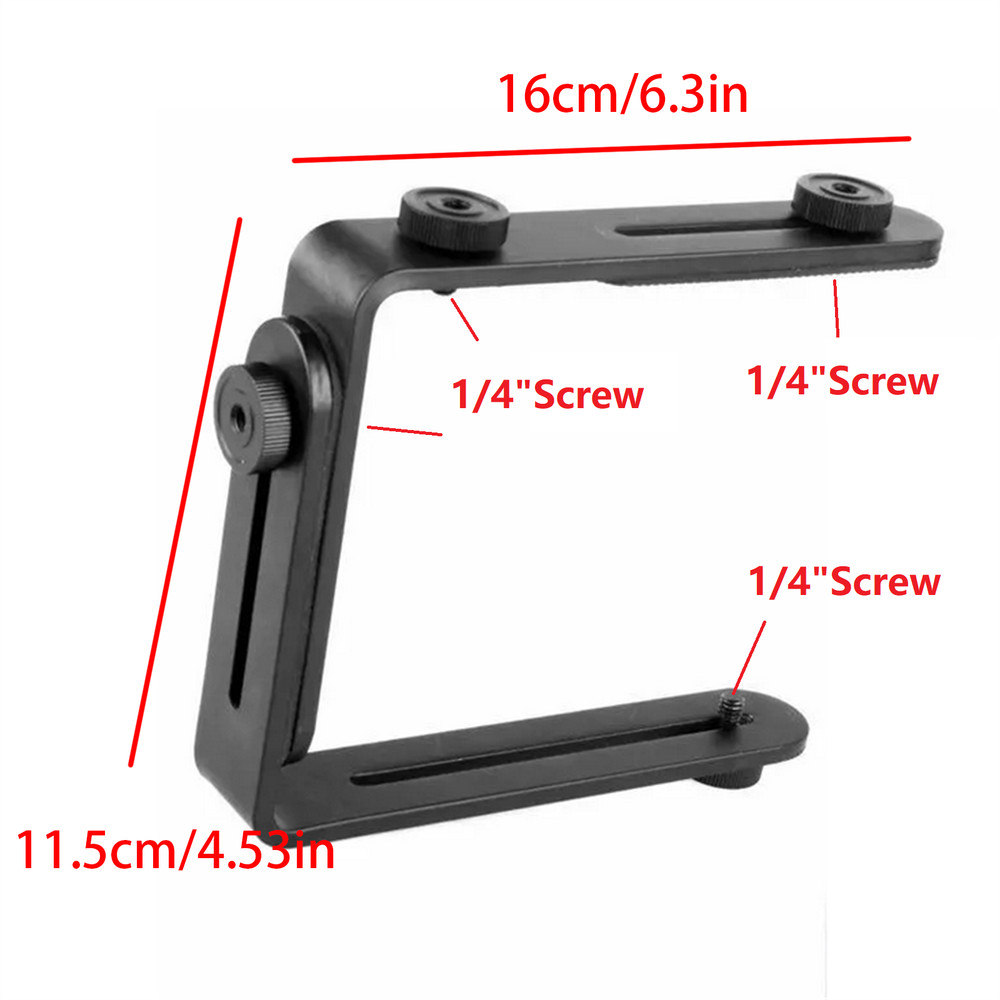 Aluminum L-Shape Flash Bracket Flashlight Camera Holder Mount For DSLR Camera