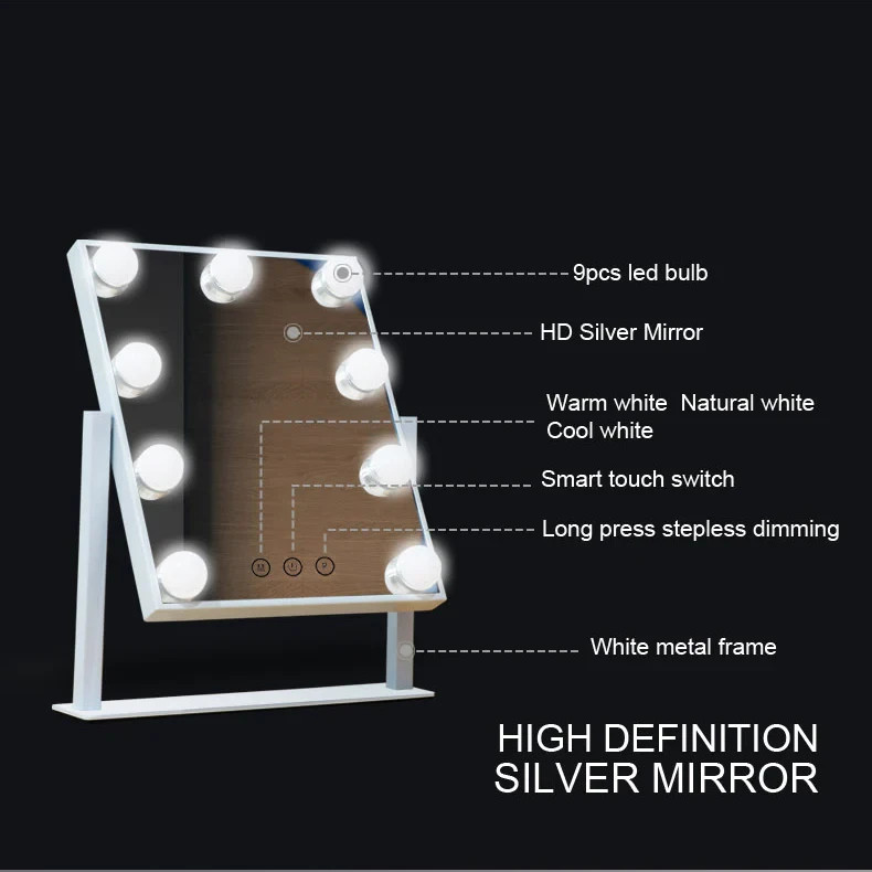 MARINO LED Lighted Tabletop Hollywood Makeup Vanity Mirror, Adjustable Brightnes