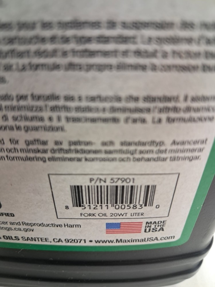 Maxima Racing Oils Fork Oil 20WT. 1 Liter.