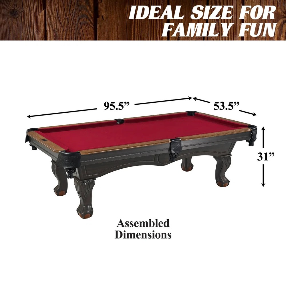 Pool Table (8 ft.) (Dark Brown/Red)