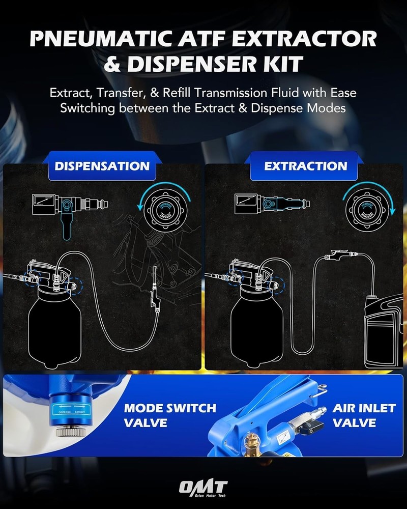 Professional 6L Pneumatic Fluid Bleeder Set - Includes 15 Adapters & Hoses