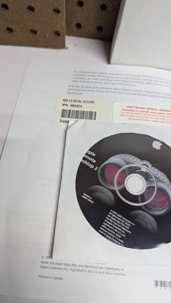 Apple Remote Desktop 2 & Desktop 3 10 Client Retail Box Software