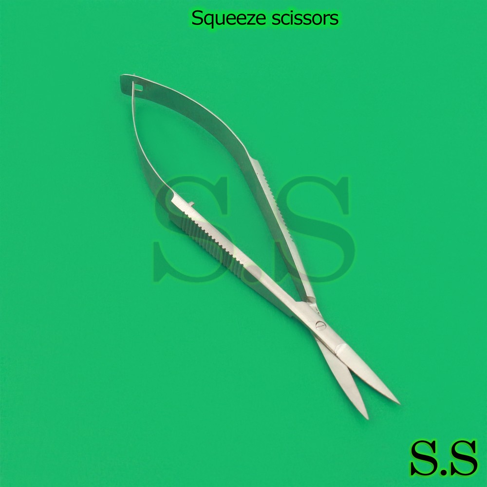 4" spring SQUEEZE scissors CURVED embroidery