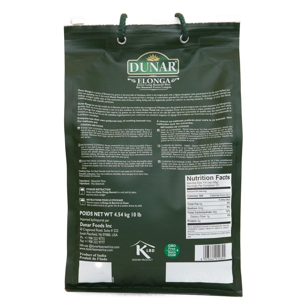 Elonga Basmati Rice 1121 Long Grain, 10 Lb