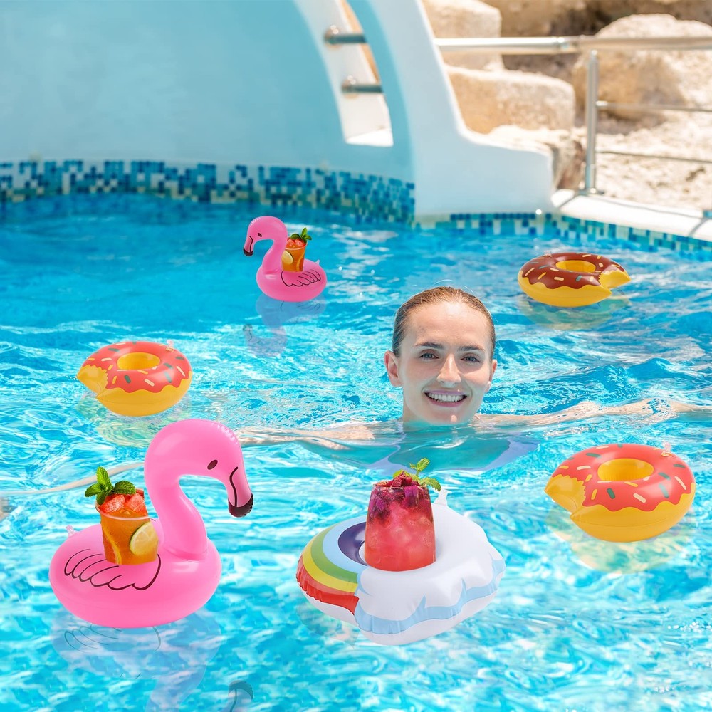 Kleeblatt Pool Drink Floaties, Flamingo Inflatable Drink Holders Floating Cup...