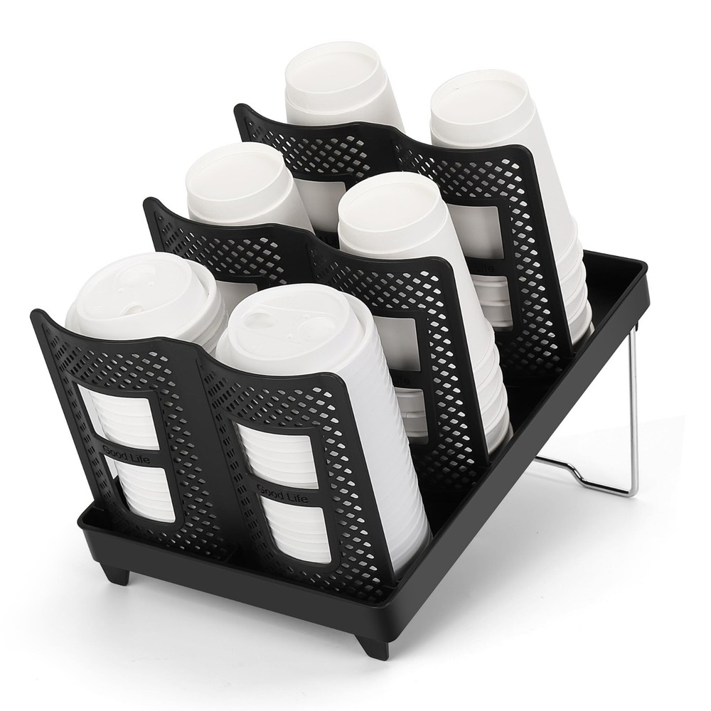 Plastic Coffee Cup Holder Organizer with 6 Compartments for 5-22oz Cups - Ideal