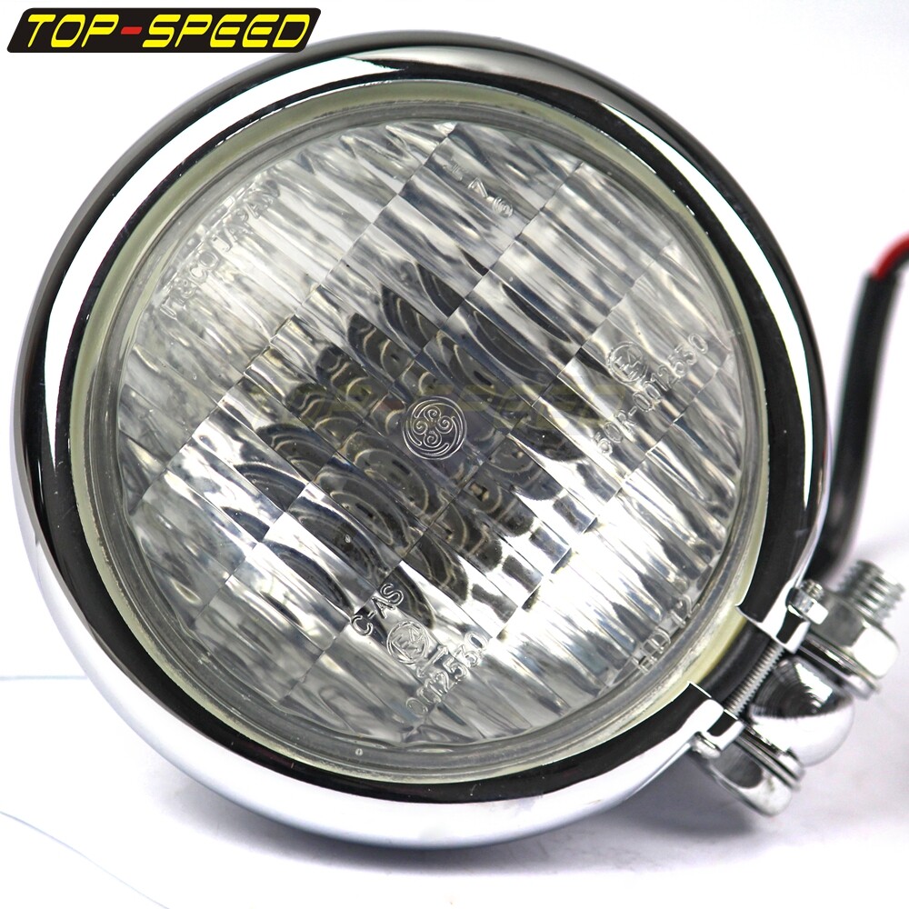 Chrome 4.5'' H4 Bates Style Headlight Front Lighting For Harley Bobber Chopper
