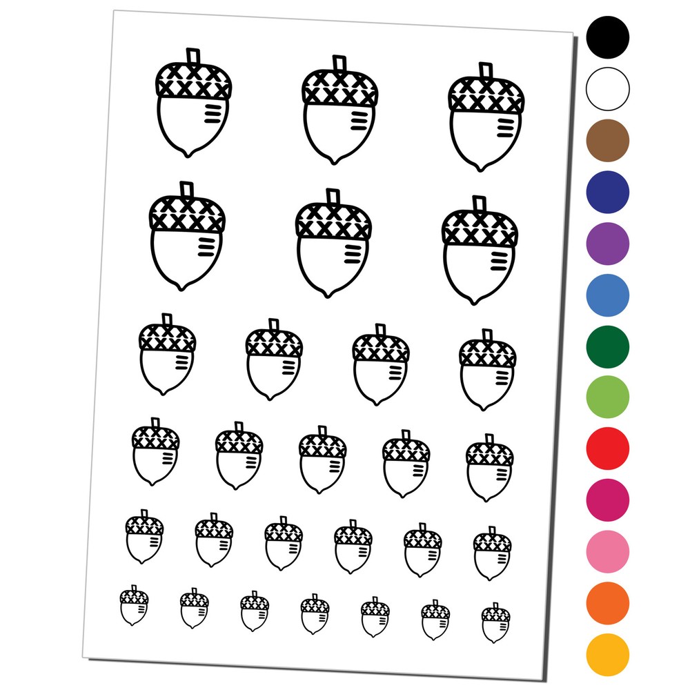 Acorn Doodle Temporary Tattoo Water Resistant Set