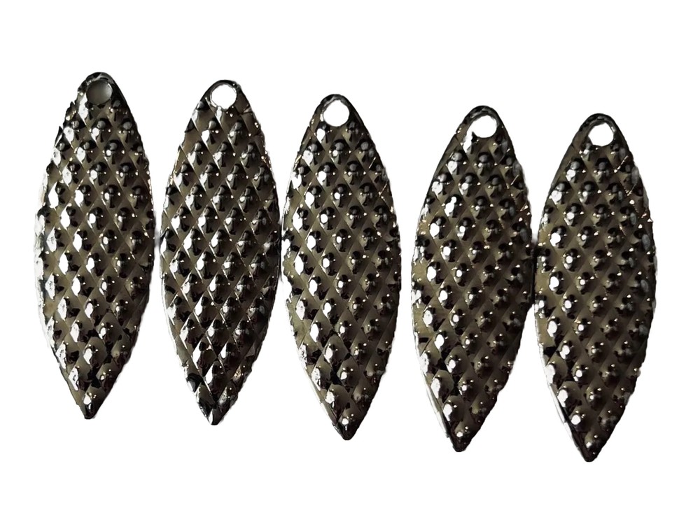 5 Pack Willow Leaf Spinner Blades - Diamond NICKEL - Size: # 3.5