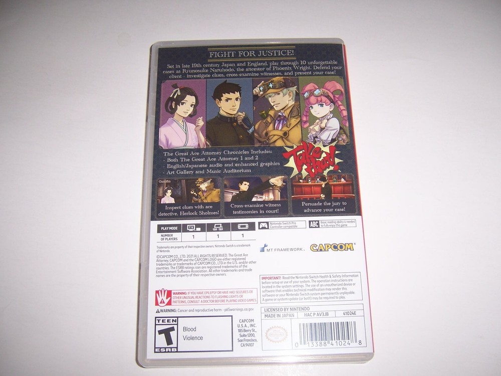 Authentic Box Case ONLY Replacement Switch Great Ace Attorney Chronicles