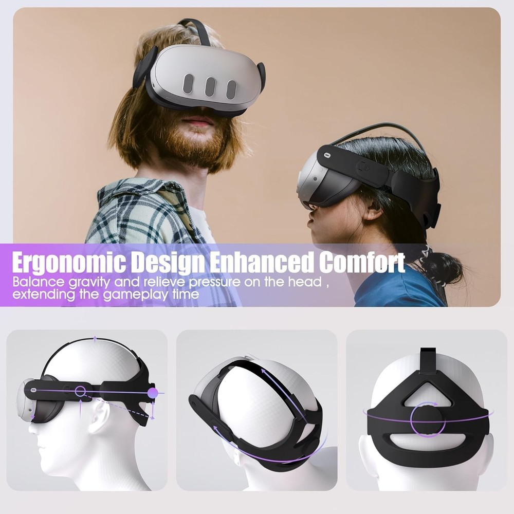 Comfortable Head Strap for Quest 3S/Quest 2 - Black