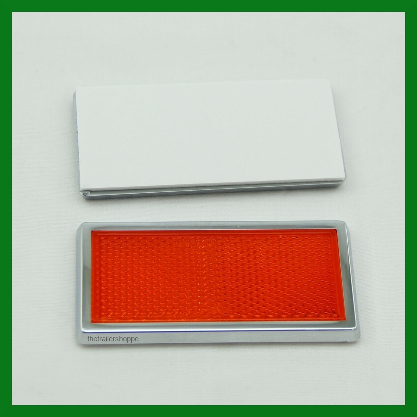 Amber Stick-on Reflectors with Chrome Bezel Truck RV 3-1/2" Rectangular Set of 4
