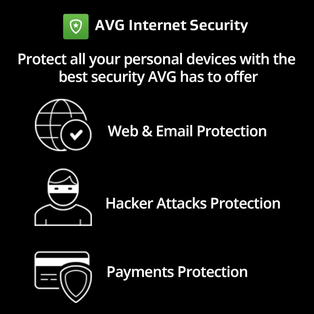 AVG Internet Security 2024 10 Device 2 Year Antivirus Protection Same Day Email