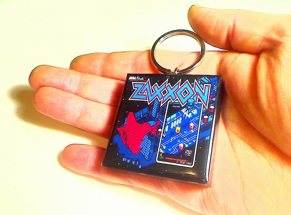 Zaxxon Arcade Coin Door accessory Keychain
