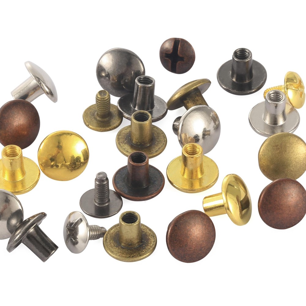 100Sets Chicago Screws Leather Rivets Assorted Screw Rivets Metal Studs for C...
