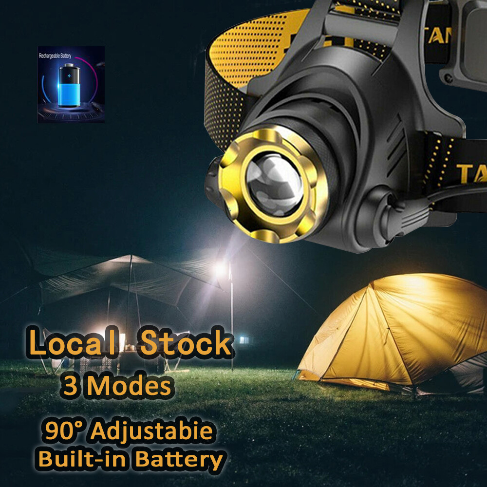 3 pack USB Rechargeable Headlight LED Headlamp Camping Head Torch Flashlight