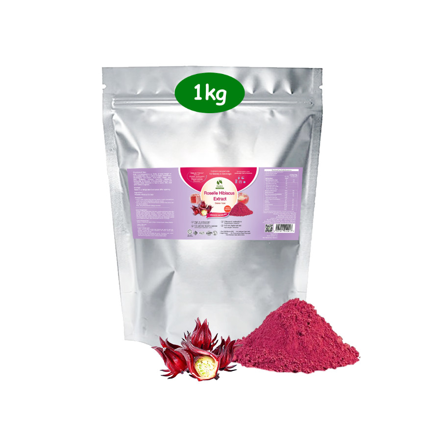 1x Roselle Extract Powder 1kg, Lab Tested Batch-to-Batch Consistent, Hotel/Café