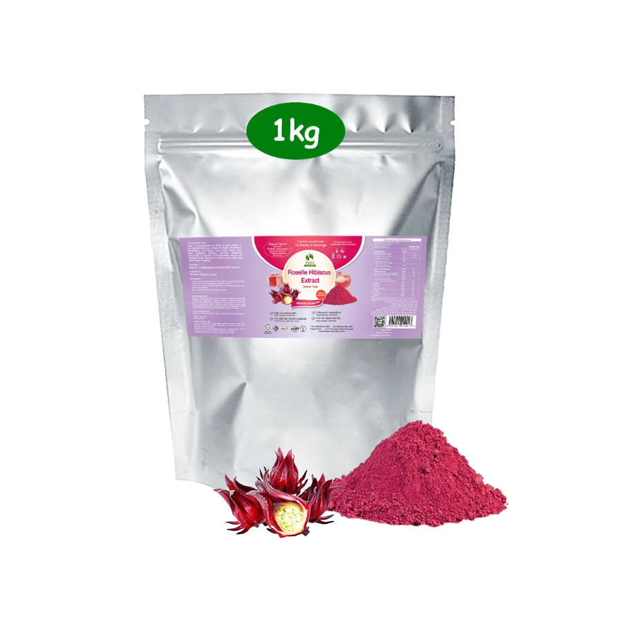 1x Roselle Extract Powder 1kg, Lab Tested Batch-to-Batch Consistent, Hotel/Café