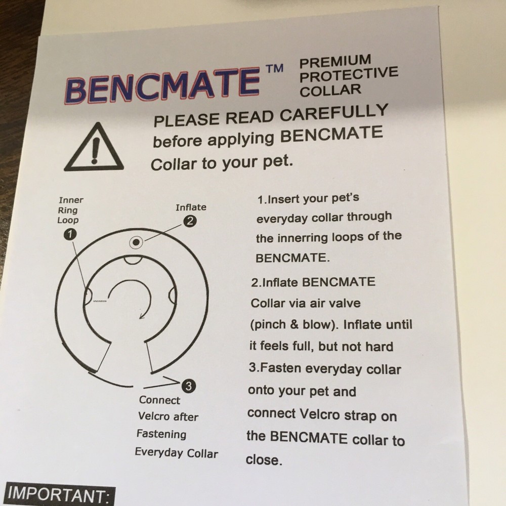 Bencmate Inflatable Collar Size Medium Washable Scratch & Bite Resistant