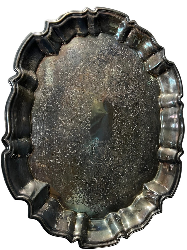 Leonard Vintage Silver Plated Footed Serving Dish Footed 15 X 11 Etched