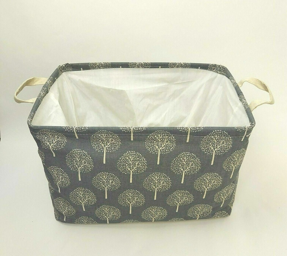 Footstool & Foldable Storage Bin Set Gray Square Stool Cushion Seat Gift