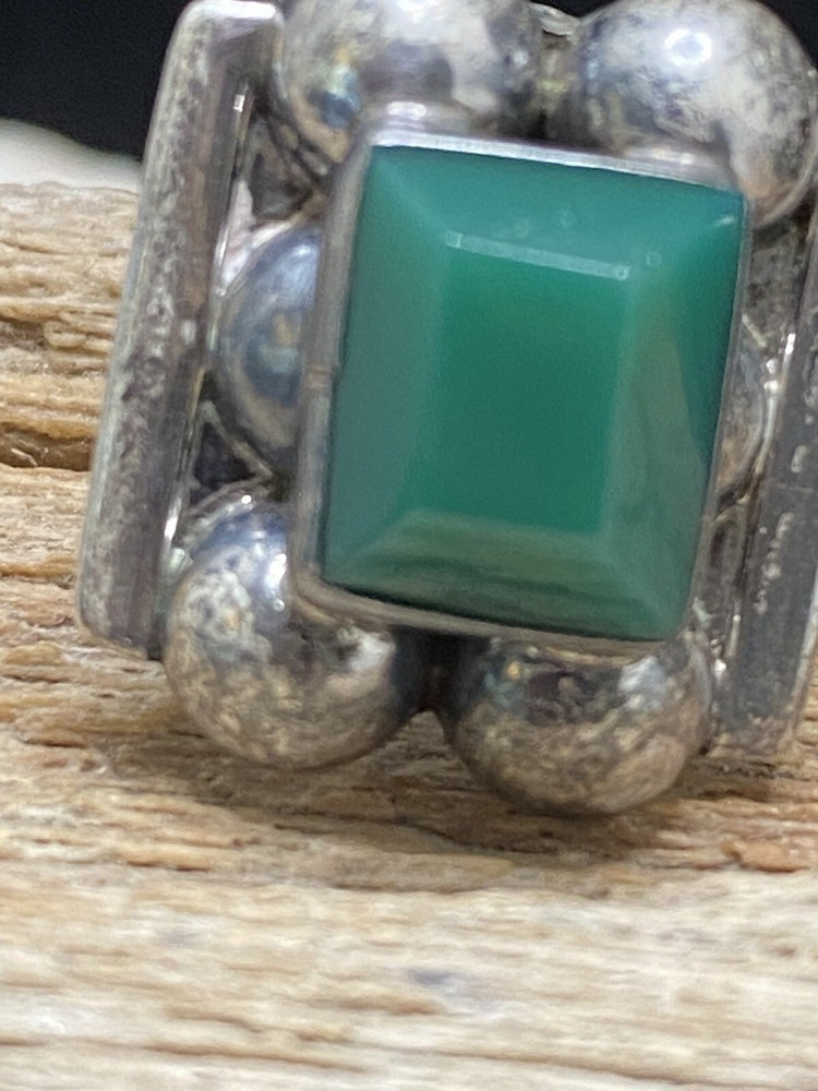 925 Mexico Silver Green Stone Earrings