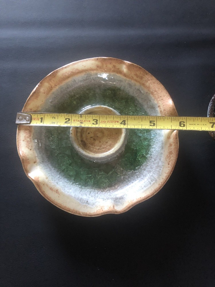 2 Glazed Stoneware Tealight Candle Holders