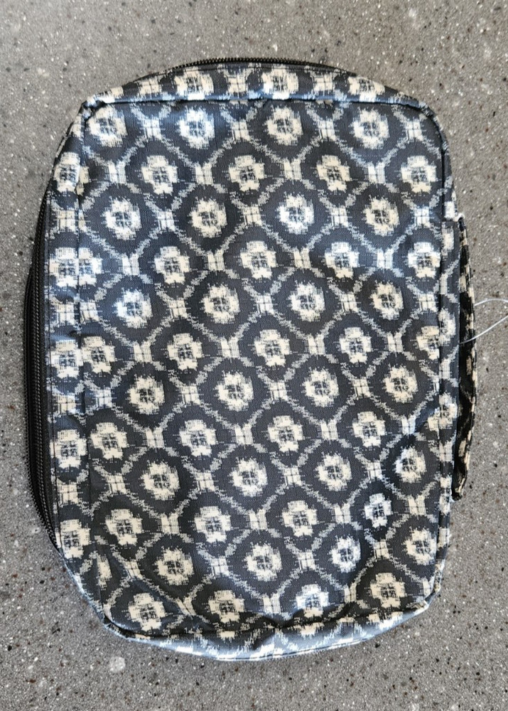 Soft Side Large Bible Cover Handle Black Geometric Pattern White Dove Designs