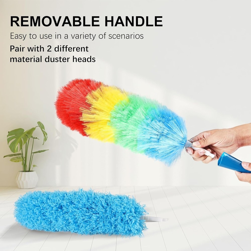 Rainbow 24" Static Duster - 2 Washable Bendable Microfiber Heads for Home Office