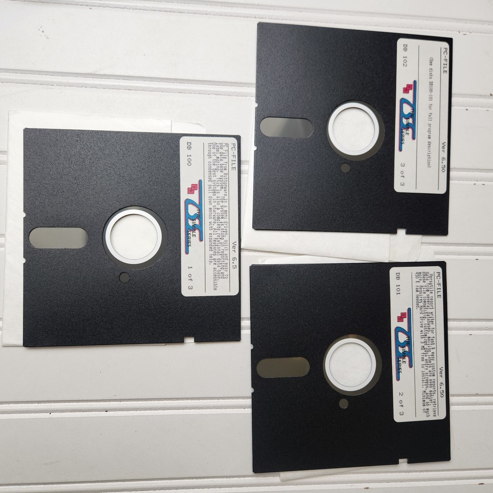 PC-File Buttonware Version 6.5 Shareware 1991 Floppy Disk Lot Of 3